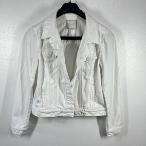 Paige‎ Denim Jacket White Cotton Blend Classic Jean Jacket Size Large